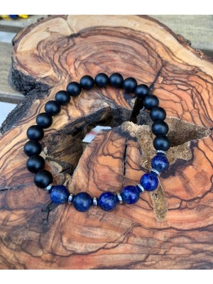 Nelleovana Mat Lapis Lazuli ve Oniks Bileklik