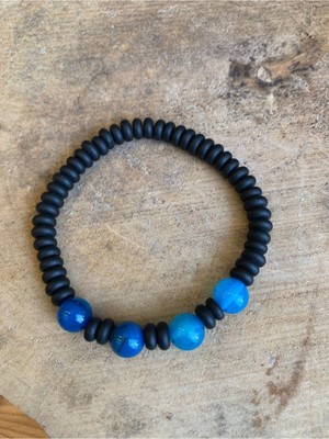 Nelleovana Oniks ve Mavi Akik Bileklik