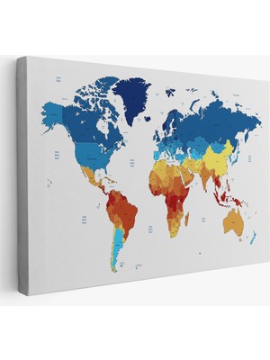 Harita Sepeti Dünya Haritası  Dekoratif Kanvas Tablo 1047
