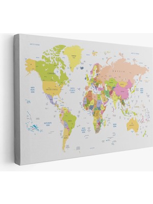 Harita Sepeti Dünya Haritası  Dekoratif Kanvas Tablo 1069