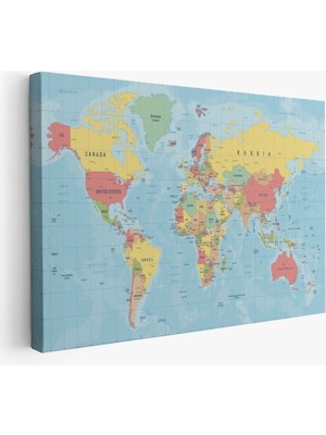 Harita Sepeti Dünya Haritası  Dekoratif Kanvas Tablo 1080