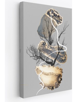 Harita Sepeti Geometrik Formda Soyut Desenler Dekoratif Kanvas TABLO-5181