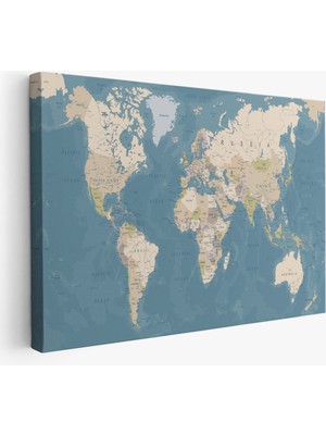 Harita Sepeti Dünya Haritası  Dekoratif Kanvas Tablo 1040