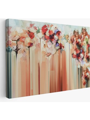 Harita Sepeti Soyut Çiçekler Yağlıboya Görünüm Dekoratif Kanvas Duvar TABLOSU-3540