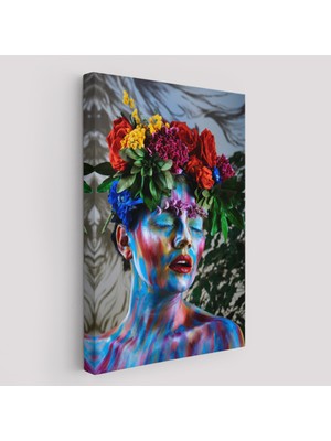 Harita Sepeti Çiçek Taçlı Kız Duvar TABLOSU-5990