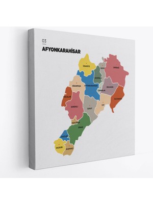 Harita Sepeti Afyonkarahisar  Ili ve Ilçeler Haritası  Dekoratif Kanvas Tablo 1253
