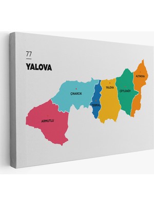 Harita Sepeti Yalova Ili ve Ilçeler Haritası  Dekoratif Kanvas Tablo 1481