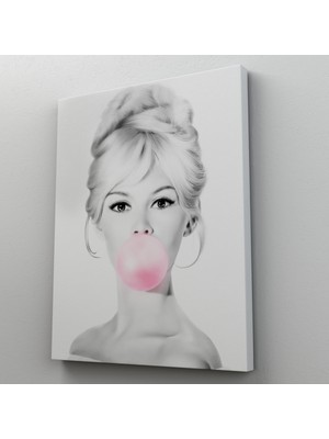 Harita Sepeti Brigitte Bardot Kabarcık Sakızlı Dekoratif Kanvas Duvar TABLOSU-5108-1