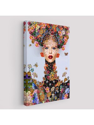 Harita Sepeti Çiçek ve Kadın Temalı Dekoratif Duvar TABLOSU-6338