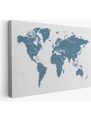Harita Sepeti Dünya Haritası  Dekoratif Kanvas Tablo 1109