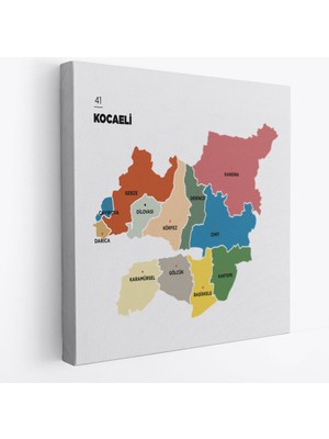 Harita Sepeti Kocaeli  Ili ve Ilçeler Haritası  Dekoratif Kanvas Tablo 1401