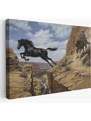 Harita Sepeti Atı Yakalamaya Çalışan Kavboy TABLOSU-6537