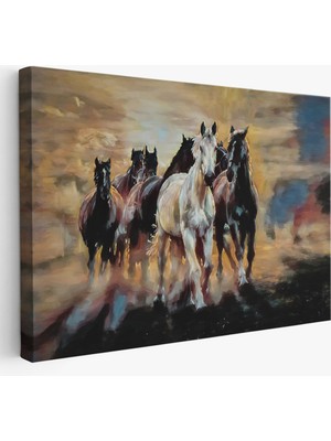 Harita Sepeti Koşan Atlar Dekoratif Duvar TABLOSU-3670