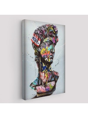 Harita Sepeti Banksy Antik Kafa Çizimi Renkli Poster, Michelangelo Sokak Sanatı Kanvas TABLO-5318