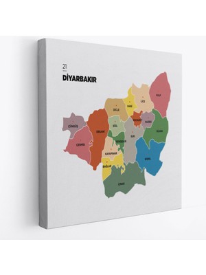 Harita Sepeti Diyarbakır  Ili ve Ilçeler Haritası  Dekoratif Kanvas Tablo 1322