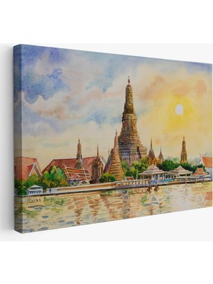 Harita Sepeti Wat Arun Tapınağı Tayland Bangkok Dekoratif Kanvas TABLO-3622