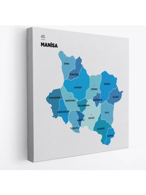 Harita Sepeti Manisa Ili ve Ilçeler Haritası  Dekoratif Kanvas Tablo 1414