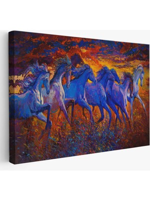Harita Sepeti Koşan Atlar Dekoratif Kanvas Duvar TABLOSU-3725