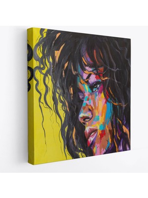 Harita Sepeti Renkli Kadın Kanvas TABLO-5905