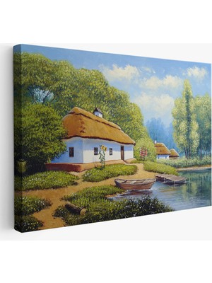 Harita Sepeti Ukrayna Köy Evi Manzarası Yağlıboya Görünüm Dekoratif Kanvas Duvar TABLOSU-3663