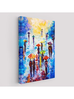 Harita Sepeti Renkli Şemsiyeli Insanlar TABLOSU-5923