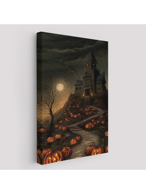 Harita Sepeti Korku Evi Cadılar Bayramı Dekoru, Cadılar Bayramı Partisi Kanvas TABLO-5248