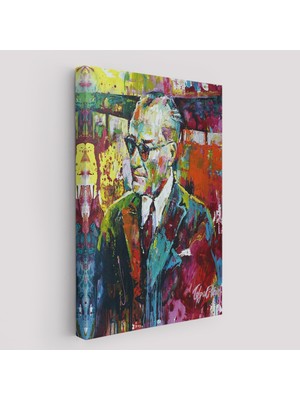 Harita Sepeti Yağlı Boya Efektli Renkli Mustafa Kemal Atatürk Duvar TABLOSU-6069