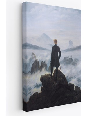 Harita Sepeti Caspar David Friedrich'in Sis Denizinin Üstündeki Gezgin Isimli Eseri Kanvas TABLO-5121