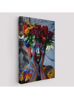 Harita Sepeti Çiçek Taçlı Kız Duvar TABLOSU-5992