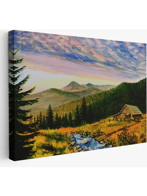 Harita Sepeti Ukrayna Köy Evi Manzarasi Dekoratf Duvar TABLOSU-3481