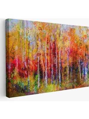 Harita Sepeti Son Bahar Ağaçları Yağlıboya Görünüm Dekoratif Kanvas Duvar TABLOSU-3506