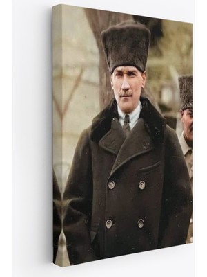 Harita Sepeti Atatürk Portre Tablosu Mustafa Kemal Atatürk Dikdörtgen Dekoratif Kanvas TABLO-FA-125