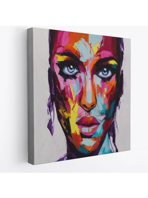 Harita Sepeti Soyut Renkli Kadın Yağlıboya Görünüm Dekoratif Kanvas Duvar TABLOSU-5836