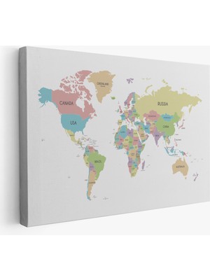 Harita Sepeti Dünya Haritası  Dekoratif Kanvas Tablo 1077