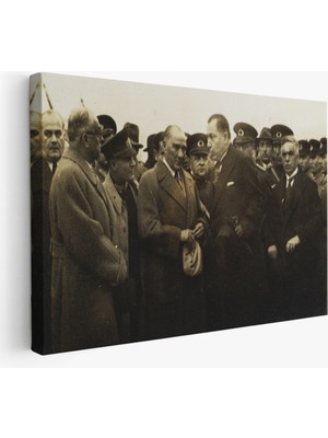 Harita Sepeti Atatürk'ün Anadolu'yu Ziyareti Mustafa Kemal Atatürk Dikdörtgen Dekoratif Kanvas Tablo-Cü-74