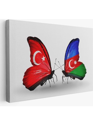 Harita Sepeti Azerbaycan Türkiye Dekoratif Kanvas TABLO-6501