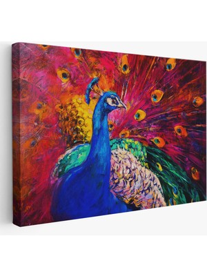 Harita Sepeti Çok Renkli Tavus Kuşu Modern Sanat Kanvas Duvar TABLOSU-1112