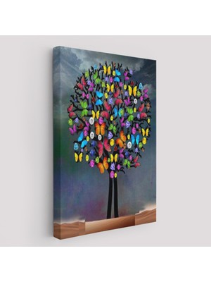 Harita Sepeti Kelebekler Ağacı  Duvar TABLOSU-6050