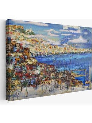 Harita Sepeti Napoli Manzaralı Yağlıboya Görünüm Dekoratif Kanvas Duvar TABLOSU-3503