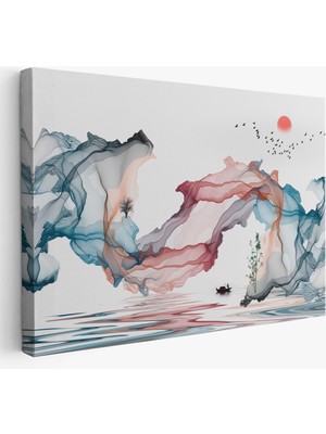 Harita Sepeti Soyut Mürekkep Sanatı Dekoratif Kanvas Duvar TABLOSU-3686