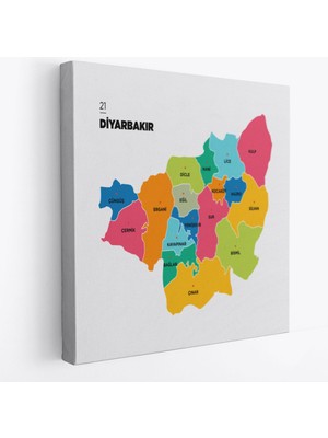 Harita Sepeti Diyarbakır  Ili ve Ilçeler Haritası  Dekoratif Kanvas Tablo 1321