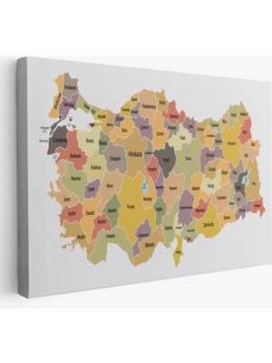 Harita Sepeti Türkiye Haritası Kanvas Tablo Eğitici ve Öretici Dekoratif Tablo Tablo 3126