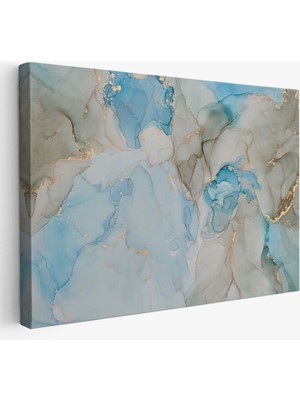 Harita Sepeti Mürekkep ve Alkol Elementleri ile Mermer Deseni Verilmiş Kanvas TABLO-5049