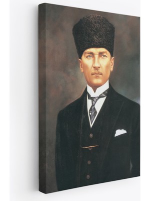 Harita Sepeti Atatürk Portre Tablosu Mustafa Kemal Atatürk Dikdörtgen Dekoratif Kanvas Tablo-Cö-65