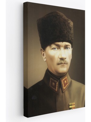 Harita Sepeti Atatürk Portre Tablosu Mustafa Kemal Atatürk Dikdörtgen Dekoratif Kanvas Tablo-Ck-61
