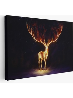 Harita Sepeti Sürreal Sarı Geyik TABLOSU-6649