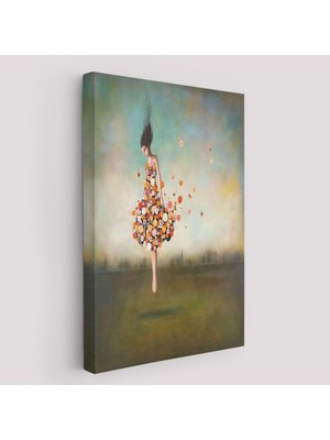 Harita Sepeti Yerden Yükselen Çiçek Kıyafetli Kadın TABLOSU-6281