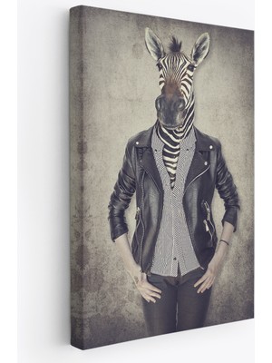 Harita Sepeti Zebra Kafalı Insan Kanvas TABLO-4982