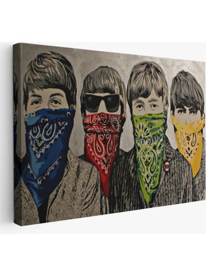 Harita Sepeti Bansky'nin Bandanalı Beatles Çocuklar Isimli Çalışması Kanvas TABLO-5011