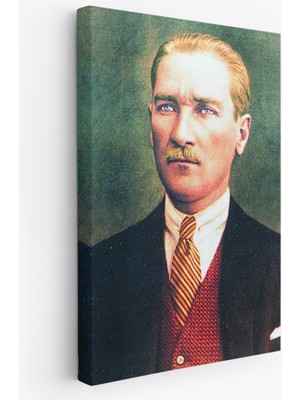 Harita Sepeti Atatürk Portre Tablosu Mustafa Kemal Atatürk Dikdörtgen Dekoratif Kanvas Tablo-Cs-69